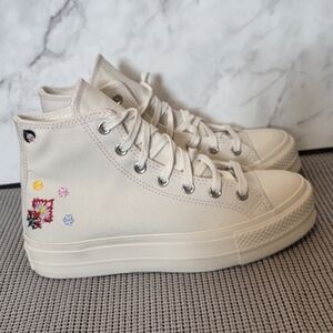 Converse Chuck Taylor All Star Hi Lift Floral Embroidery Women Sneaker Shoes 9